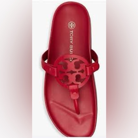 NWT Authentic Tory Burch Miller Cloud Red Leather Thong Sandals Size 11 M - Picture 5 of 16